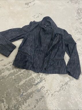 Sandro Sportswear Women's Dark Blue Textured Zip-Front Jacket
